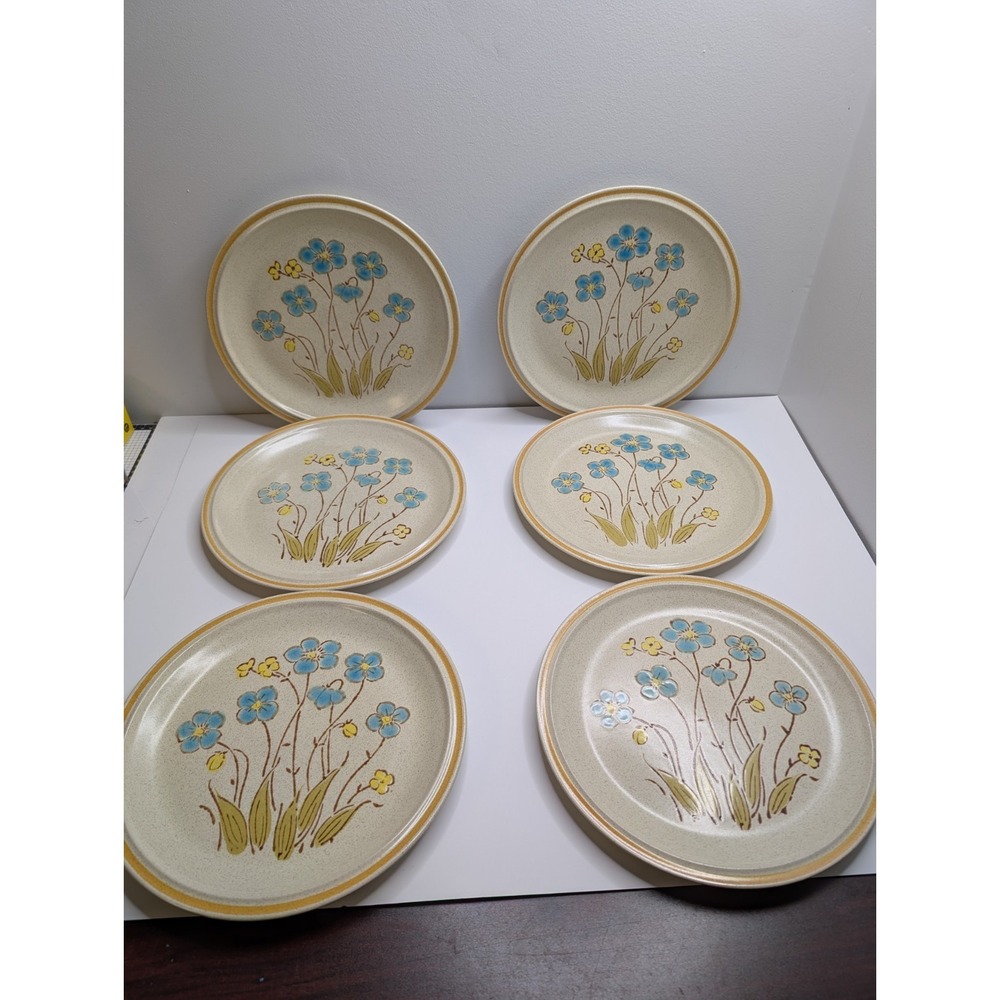 Hearthside Garden Festival Highland Flowers Dinner Plate 10 1/2" Blue. Set Of 6